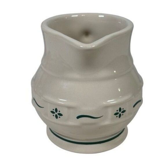 Longaberger Pottery Creamer Woven Tradition Green Cream Pitcher Gravy Syrup Milk - Picture 4 of 8
